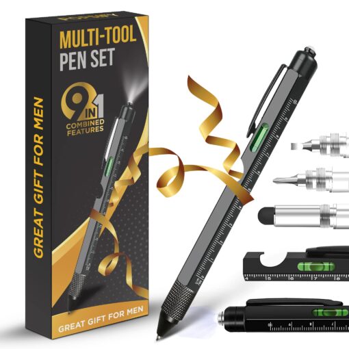 Gifts for Men, Stocking Stuffers for Men, Multitool Pen Set 9 in1, Christmas Gifts for Men Who Have Everything, Dad Gifts from Daughter Cool Gadgets for Men, Boyfriend, Father, Husband, Tools for Men