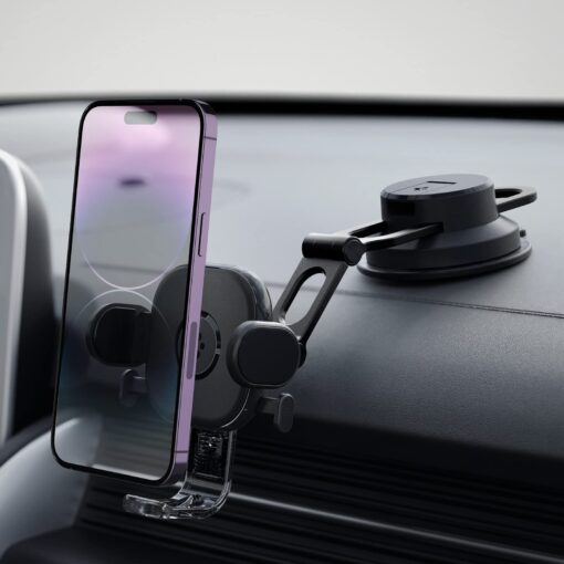 Spigen OneTap Universal Phone Holder for Car, 2023 Upgraded Two-Joint System, Adjustable Car Mount Mobile Cradle for Dashboard/Windscreen/Touchscreen Compatible with iPhone, Samsung, and More