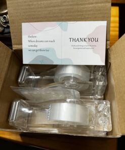 2-Piece Acrylic Tape Dispenser Desk Set - Durable, Stylish, and Versatile for Home, Office, or School - Fits Standard, Large, and Extra Large Tape Rolls - Desktop Convenience for Easy Organizing transparent 48 71EFcAKRmL