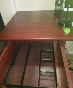 Amazon Basics Desk Drawer Organizer for Office and Home, Metal Mesh, 6 Compartments, Black 1 16 71EFe00bZHL