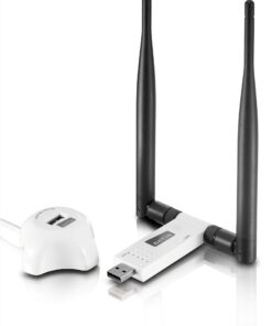 Netis Wireless N 300Mbps Long-Range USB Adapter with Two 5dBi Antennas and USB 2.0 Cradle (WF-2116), 300 Mbps High Gain 11 71EGLIHCm0L
