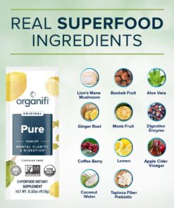 Organifi: Pure Smart Packs - Organic Brain and Immunity Support - Revitalizes Daily Mental Focus - Lemon Flavor, 3 Pack 0.23 Ounce (Pack of 90) 10 71EGYBZnskL