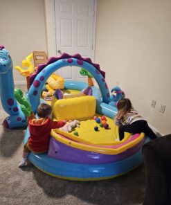 Intex Dinoland Inflatable Dinosaur Swimming Pool Kiddie Play Center with Water Slide, Dino Arch Water Sprayer, and Games for Ages 2 and Up, Multicolor 1 38 71EGuz0kr5L