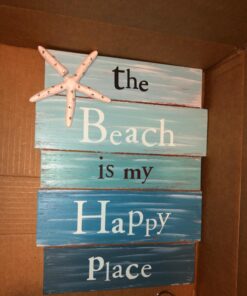 Grasslands Road Wall Starfish GR Beach is My Happy Place Plaque, Medium, White, Blue 40 71EGxPmbfdL