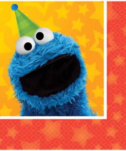 amscan 501672 Sesame Street Beverage Paper Napkins, Multicolor 16ct 1 Pack
