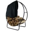 Sunnydaze Outdoor Firewood Log Hoop and Cover Set - Powder-Coated Steel Rack and PVC Cover - Black - 40-Inch 40 in 18 71EHI1LaS6L