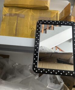 Magnetic Locker Mirror, 5" x 7" Real Glass Mirrors for School Locker, Bathroom, Household Refrigerator, Locker Accessory, Workshop Toolbox, or Office Cabinet. Black Polka 10 71EHV5Q55zL