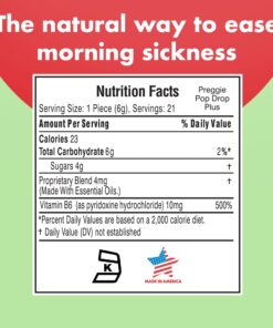 Preggie Pop Drops Plus | 21 Drops | Vitamin B6 for Morning Sickness & Nausea Relief during pregnancy | Safe for pregnant Mom & Baby | Gluten Free | Two Flavors: Lemon & Raspberry 20 71EItbuVzpL 1