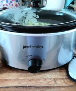 Proctor Silex Double Dish Slow Cooker with 6qt Crock and Dual 2.5qt Nonstick Insert to Cook Two Meals at Once, Dishwasher Safe Pot & Lid, Silver (33563) 42 71EKFQy5K L