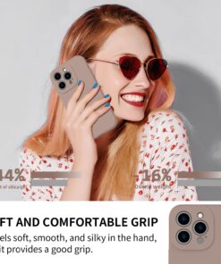 Alternative view of bicol Compatible with iPhone 15 Pro Max Case with Screen Protector,Enhanced Camera Lens Protection,Soft Liquid Silicone Protective Cover,Slim Fit Protective Phone Case 6.7" Light Brown iPhone 15 Pro Max 6.7" Nice Light Brown