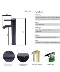 Elecwish Square Artistic Tempered Glass Vessel Sink Combo with Oil Rubber Bronze Faucet & Pop up Bathroom Bowl Ocean Blue (1/2" Compression) 14 71EMtUB2fL