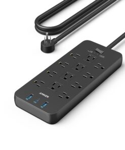 Surge Protector Power Strip (2100J), Anker 12 Outlets with 1 USB C and 2 USB Ports foriPhone 15/15 Plus/15 Pro/15 Pro Max, 5ft Extension Cord, Flat Plug, 20W USB C Charging for Home, Office,TUV Listed 5 FT Black
