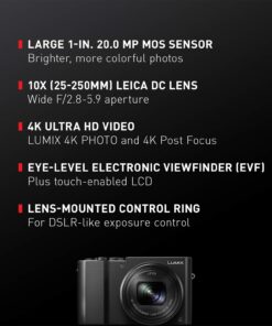 Alternative view of Panasonic LUMIX ZS100 4K Digital Camera, 20.1 Megapixel 1-Inch Sensor 30p Video Camera, 10X LEICA DC VARIO-ELMARIT Lens, F2.8-5.9 Aperture, HYBRID O.I.S. Stabilization, 3-Inch LCD, DMC-ZS100K (Black)