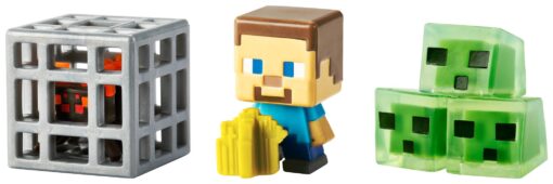 Minecraft Mini Figure 3-Pack, Farming Steve, Spawning Spider & Slime Cubes