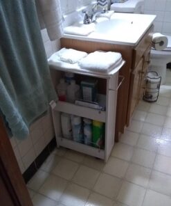 Zenna Home Slim Bath Shelves, Freestanding Moveable Bathroom Storage, White 8 Inch 53 71EOqGGUMZL