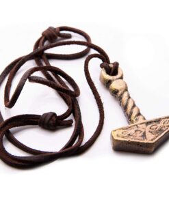 Norse Tradesman Thor's Hammer Necklace - Solid Brass Mjolnir Pendant with Adjustable Genuine Leather Cord 23 71EQD0PMS8L