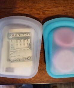 Stasher Reusable Silicone Storage Bag, Food Storage Container, Microwave and Dishwasher Safe, Leak-free, Pocket 2-Pack, Clear + Aqua 2 Pack 44 71EQziL1vIL