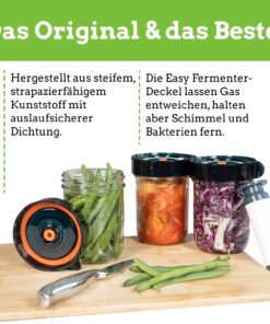 Nourished Essentials Fermentation Kit - 3 Pack Airlock Fermentation Lids for Wide Mouth Mason Jars with Vacuum Sealer - Air Lock for Fermenting Kimchi, Sauerkraut, Pickle and Kombucha 31 71ERMKN710L