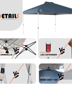 EzyFast Patented Umbrella Structure Instant Beach Canopy Shelter, Portable Straight Leg Pop Up Shade Tent with Wheeled Carry Bag (12'x12', Ensign Blue) 12'x12' 12 71ESWNJty2L