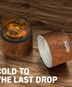 asobu Whiskey Glass with Insulated Stainless Steel Sleeve, 12 ounces (Natural Wood) Natural Wood 12 71EShZgmc9L