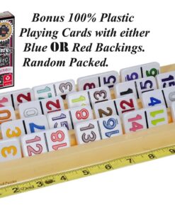 Alternative view of Plastic Trays / Racks for Dominoes OR Playing Card _ Dual Use _ Set of 4 _ Bonus 1 Deck of Ace 100% Plastic Playing Cards (Random backing color of Red or Blue)