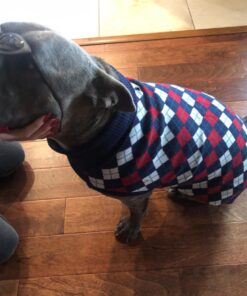 Blueberry Pet Chic Argyle All Over Dog Sweater in Navy Blue, Back Length 20", Pack of 1 Clothes for Dogs 20 inch (Pack of 1) Argyle Navy Blue 27 71ET5nUZ4xL 1