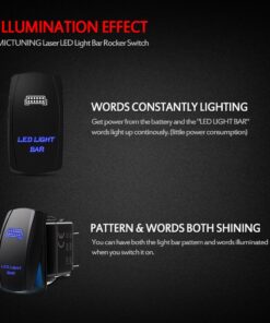 MICTUNING MIC-LSB1 Laser LED Light Bar Rocker Switch ON-Off LED Light 20A 12V, 5pin, Blue 24 71ETq5nK0bL