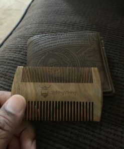 Sandalwood Beard Comb and Case - Pocket Sized Wooden Beard & Mustache Comb with Fine & Coarse Teeth - Perfect for Use with Balms and Oils - Striking Viking (Brown) Brown Case 33 71EU7U iYSL