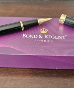 Bond & Regent Rollerball Pen - Certified Luxury Grade | 24 Karat Gold & Gloss Black | Nice Gift Pens for Men and Women 24 Karat Gold Finish & Black Gloss Lacquer 45 71EUpzmitL