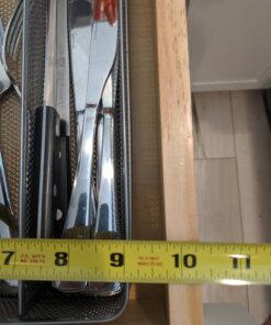 TQVAI Kitchen Drawer Organizer, Mesh Silverware Organizer, 5 Compartments Utensil Holder Cutlery Tray, Silver S 24 71EVJc1m7L