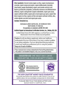 New Chapter Men's Multivitamin 40 Plus for Energy, Heart, Prostate + Immune Support with 20 Fermented Nutrients - Every Man's One Daily 40+, Gentle on The Stomach - 96 ct 96 Count (Pack of 1) 18 71EWJwmRvoS