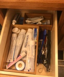 Seville Classics Bamboo Premium Organizer Storage Bins for Kitchen Silverware, Pantry, Closet, Office Desk, Pens, Utensils, Makeup, K Cup, Bamboo, Bin Set (5 Piece) Bin Set (5 Piece) 35 71EXguMK fL