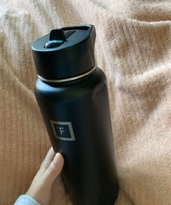 IRON °FLASK Sports Water Bottle - 40 Oz 3 Lids (Straw Lid), Leak Proof - Stainless Steel Gym & Sport Bottles for Men, Women & Kids - Double Walled, Insulated Thermos, Metal Canteen Midnight Black 31 71EY1Xv1rL