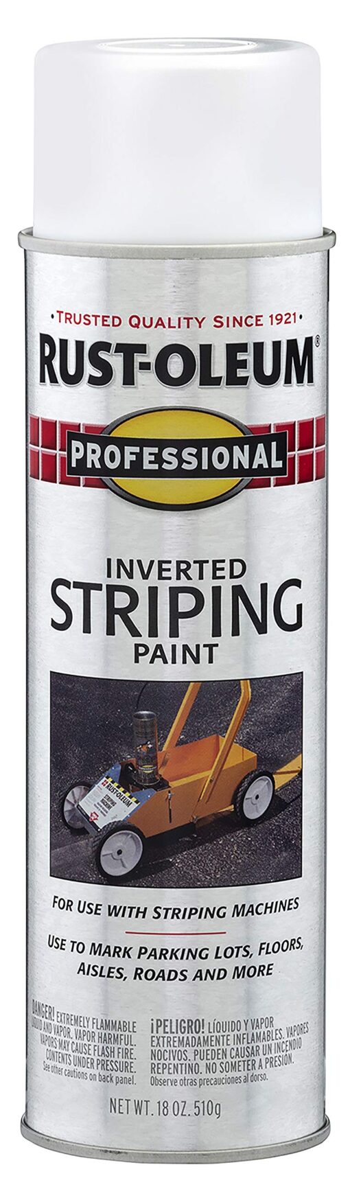 Rust-Oleum 2593838 Professional Inverted Striping Spray Paint, 18 oz, White 18 Ounce