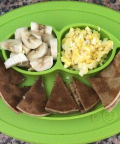 ezpz Mini Mat (Lime) - 100% Silicone Suction Plate with Built-in Placemat for Infants + Toddlers - First Foods + Self-Feeding - Comes with a Reusable Travel Bag - 6 Months+ Lime 33 71EYONE0bOL