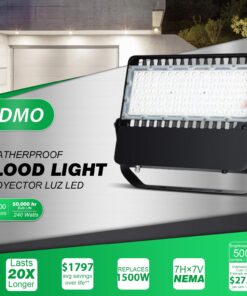 LEDMO 1500W Equivalent LED Stadium Flood Lights - Powerful Commercial Outdoor Lighting for Sports Fields, Arenas and Counts - 240W 36000LM 100-277V 5000K - Weatherproof and Energy Efficient 240W-1PC 25 71Ea3whiU9L