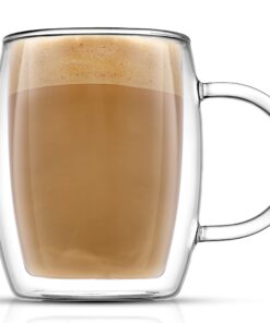 JoyJolt Double Wall Glass Coffee Mugs - 13.5oz Double Walled Glasses, Thermal Borosilicate Glass Insulated Coffee Mug. Clear Coffee Glass Cup, Cappuccino Mug, Iced Coffee Cup, Tea Mugs 37 71EaoxnCJL