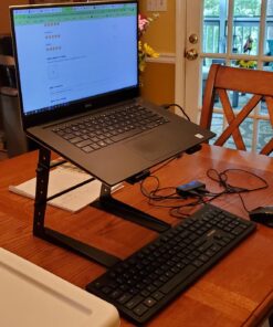 Pyle Portable Adjustable Laptop Stand - 6.3 to 10.9 Inch Anti-Slip Standing Table Monitor or Computer Desk Workstation Riser with Level Height Alignment for DJ, PC, Gaming, Home or Office - PLPTS25 53 71EcCRqOyL