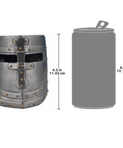 Design Toscano Knights Templar Helmet Pen Cup Desk Accessory Statue, 4 Inch, Polyresin, Pewter Finish Knight's Helmet 20 71EcLKxDNRL