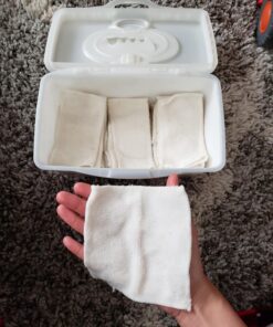 babygoal Baby Cloth Wipes 12 Pack, Washable Reusable Rayon from Bamboo Small Saliva Towels for Newborns, Ultra-Soft Cloth Face Wipes Beige 4.92x4.92 Inch (Pack of 12) 34 71EdkevnU9L