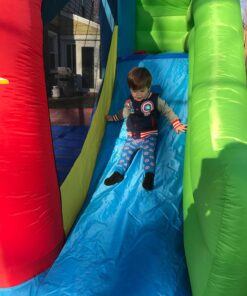 Bounceland Royal Palace Inflatable Bounce House, with Long Slide, Large Bouncing Area, Basketball Hoop and Sun Roof, 13 ft x 12 ft x 9 ft H, UL Strong Certified Blower, Castle Kids Party Theme With Blower 53 71EdtuUCNvL