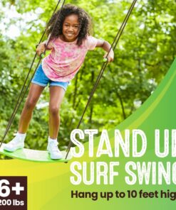 Alternative view of Swurfer Kick Stand Up Outdoor Surfing Tree Swing for Kids Up to 150 Lbs - Hang from Up to 10 Feet High - Includes 24"" SwingBoard, Rope & Handles Green