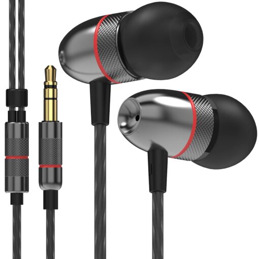 Betron ELR50 in Ear Headphones Earphones Wired with Noise Isolating Earbuds Tangle Free Cord Lightweight Carry Case Soft Ear Buds 3.5mm Plug (Black) Black