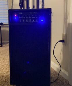 Pyle Wireless Portable PA Speaker System - 800W Bluetooth Compatible Rechargeable Battery Powered Outdoor Sound Speaker Microphone Set w/ 30-Pin iPod dock, Wheels - 1/4" to AUX RCA Cable - PWMA1080IBT 5 71Ef2sLyNXL