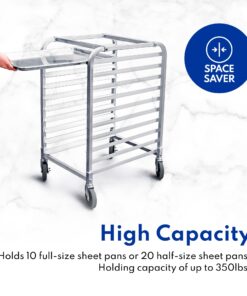 New Star Foodservice 36510 Commercial-Grade Aluminum 10-Tier Sheet Pan/Bun Pan Rack, 26" L x 20" W x 38" H with Brake Wheels 26 x 20 x 38 26 71Eg9N1O3eL