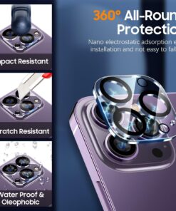 Alternative view of UniqueMe [3 Pack Compatible for iPhone 14 Pro Max/iPhone 14 Pro Camera Lens Protector Tempered Glass,[Case Friendly][Scratch-Resistant][Night Shooting Mode] - Clear 14 Pro/14 Pro Max