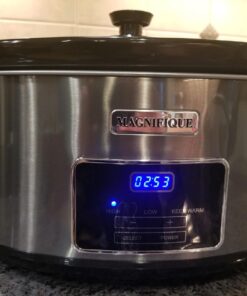 MAGNIFIQUE 8-Quart Casserole Slow Cooker with Timer and Digital Programmable - Small Kitchen Appliance for Family Dinners - Serves 6+ People - Heat Settings: Keep Warm, Low and High 8 Qt Stainless Steel Digital 35 71EiNmTBN1L