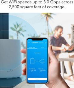 NETGEAR Orbi Ultra-Performance Whole Home Mesh WiFi Satellite Extender - works with your Orbi Router to add 2,500 sq. feet at speeds up to 3 Gbps, AC3000 (RBS50) AC3000 | Satellite 23 71EicohJxpL