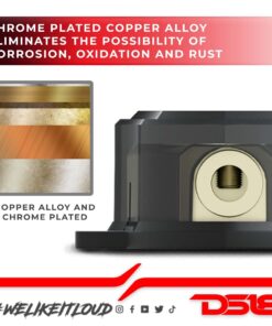 DS18 DB1020 Distribution Ground Block - 1 x 0GA in/ 2 x 0GA Out, Nickle Plated Internal Materials, High-Strength Heat Resistant Plastic Housing, Oversized Screws for Secure Connections (1 in 2 Out) Single 1X0GA in - 2X0GA Out Standard Packaging 17 71Eir hzpvL