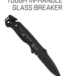 SOG Escape Tactical Folding Knife- 3.4 Inch Serrated Edge Blade Emergency Pocket Knife with Glass Breaker, Wire Stripper and Line Cutter Blades-Black (FF25-CP) Escape - Hardcased Black 26 71Ej3qDLlhL